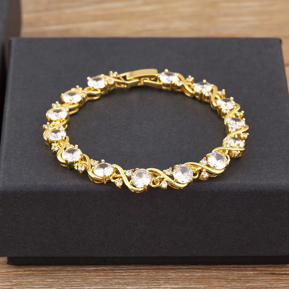 Nidin-Bracelets à breloques en cristal brillant pavé esthétique élégant pour femme, bijoux jonc de l
