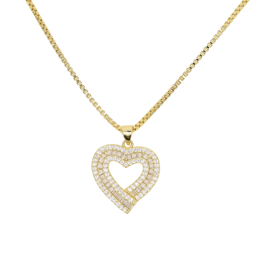 JOMicro-Pendentif en Forme de Cœur pour Femme, Boîte de 41 + 10cm, Bijoux Bling Glacé, Cadeau de ixd