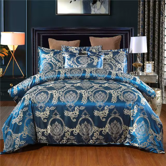 Parure de lit soyeuse de couleur or, ensemble de literie de luxe, housse de couette, linge de lit de