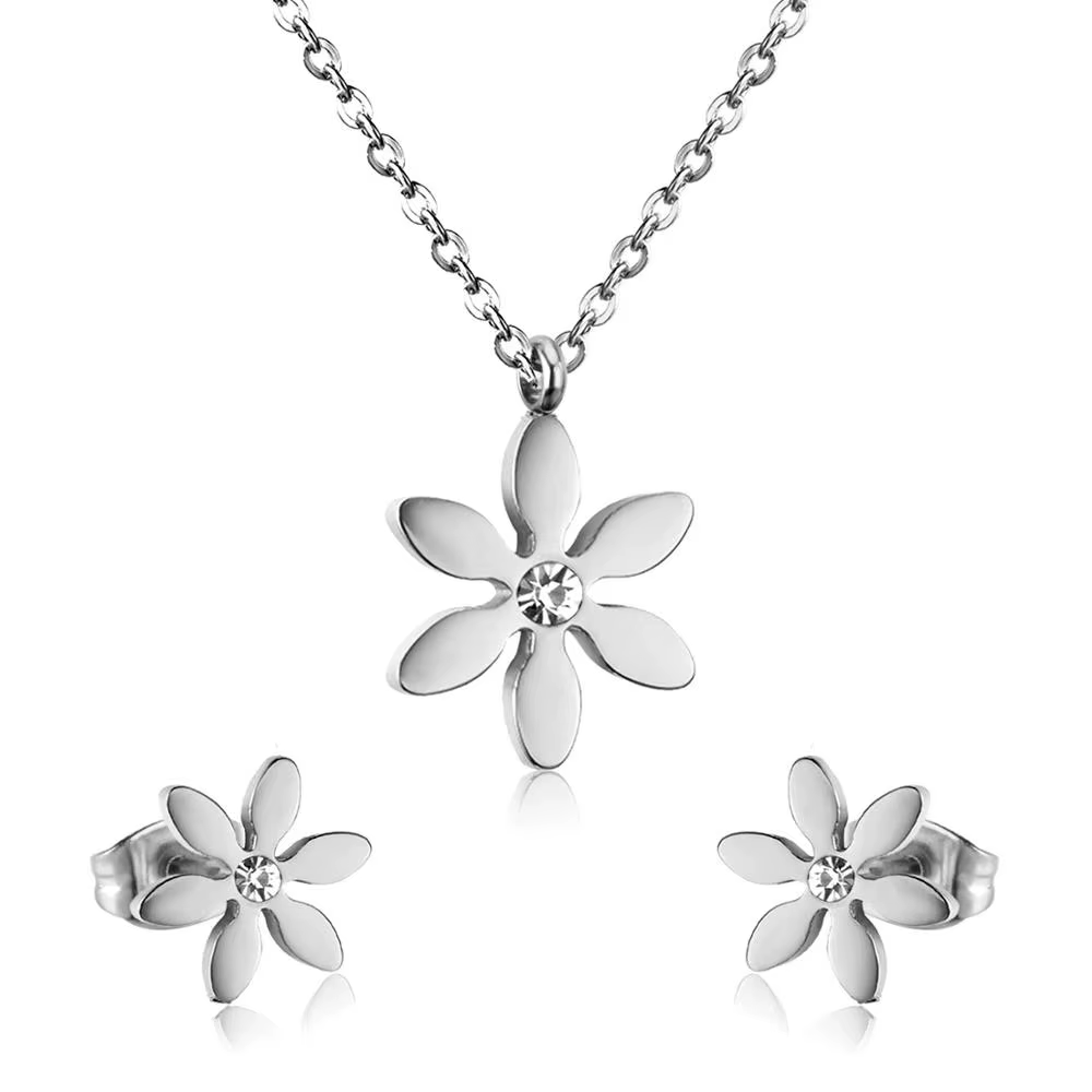 Ensembles de bijoux de mariage de luxe, Style tendance, couleur or, pendentif en forme de fleur, col