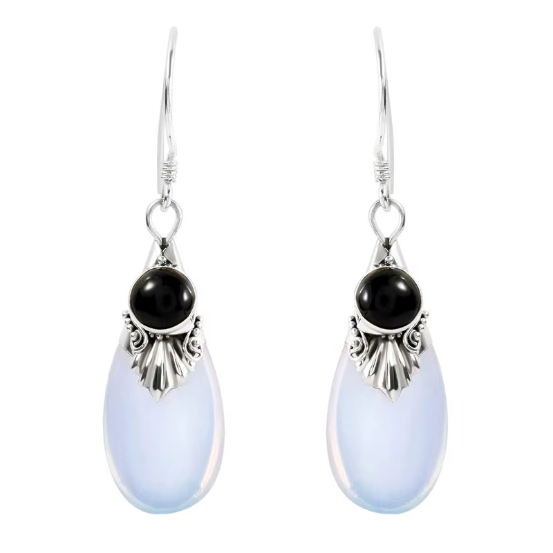 JoiasHome-Boucles d'Oreilles en Argent Sterling 100% 925 group pour Femme, avec Pierres Précieuses d