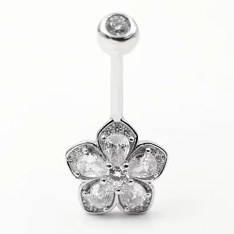 Piercing en forme de fleur pour nombril, anneau de ventre, en vrac, en argent Sterling 925, bijoux d