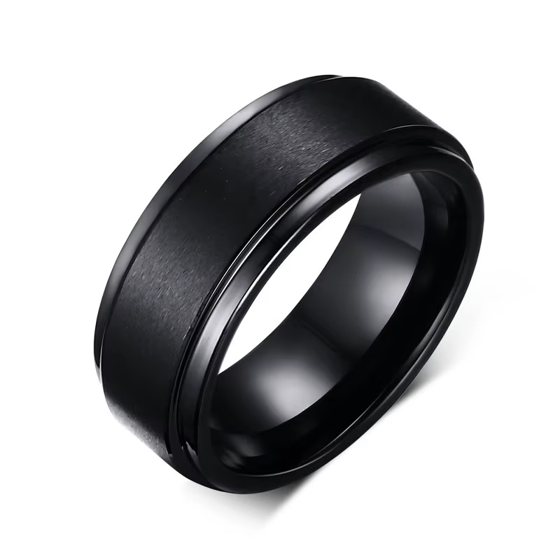 Vnox – bagues de mariage en carbure de tungstène pour hommes, anneau central brossé mat en noir pur 