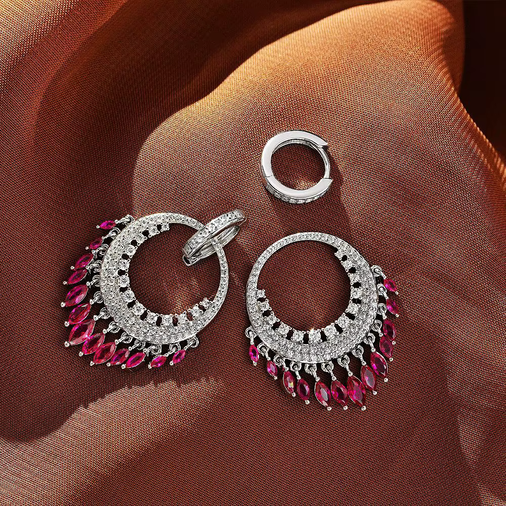 Wong Rain-Boucles d'oreilles créoles bohèmes en argent regardé 925, saphir taillé marquise, Moissani
