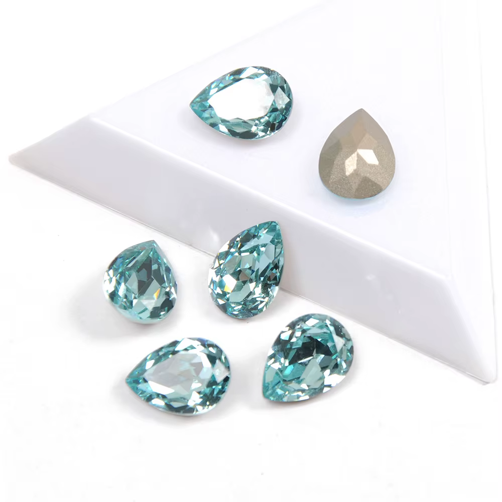 YANRUO-aigue-marine à griffe de diamant | 4320 goutte, strass couture ornements bijoux Appliques gem