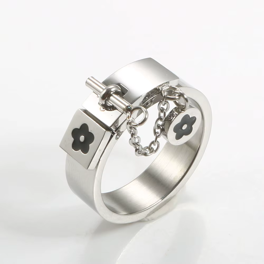 Bague de luxe en acier inoxydable plaqué or, fleur porte-bonheur, bijoux cadeau pour femmes et fille