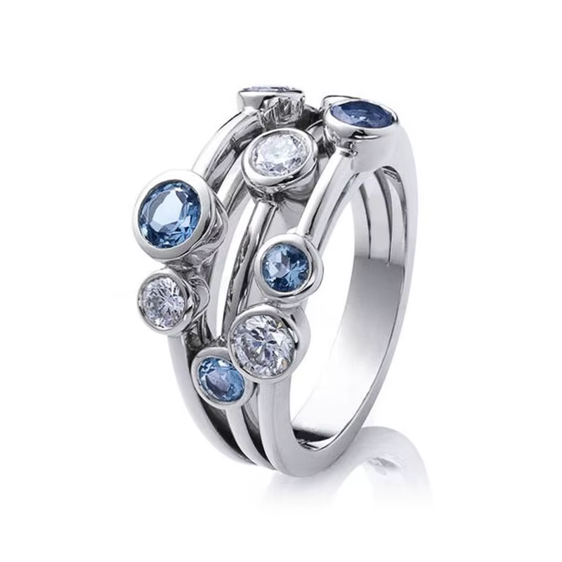 Bague Huitan simple à 3 rangs pour femme, idéale pour les soirées dansantes, le bureau ou le quotidi