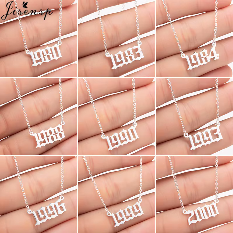 Bijoux personnalisés Date spéciale année numéro colliers pour femmes hommes 1980 1989 1995 1997 1999