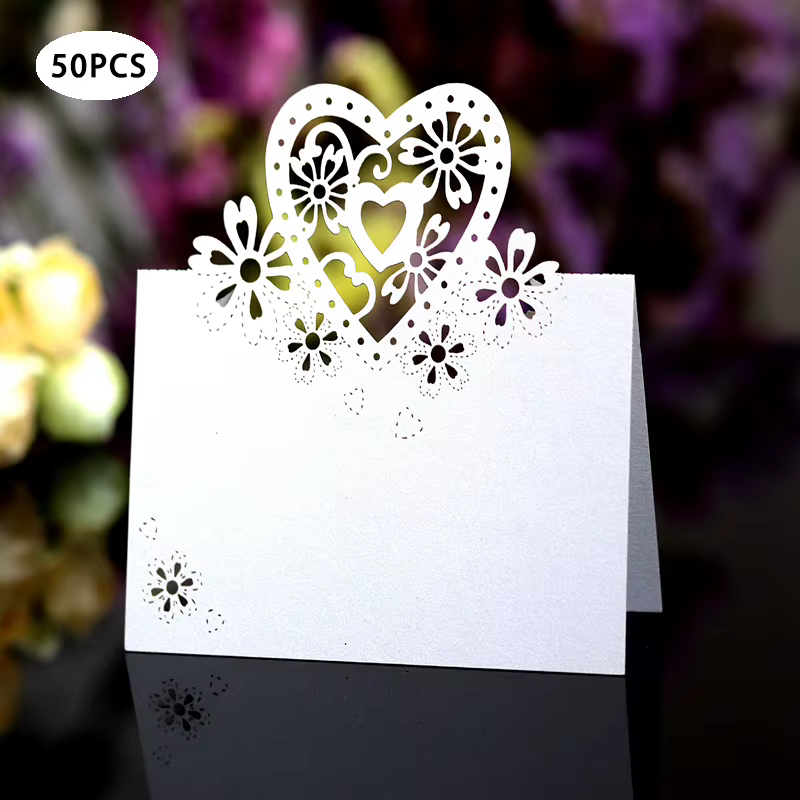 Cartes décoratives pour fête de mariage, lot de 50 pièces, carte de vministériels x avec message nom