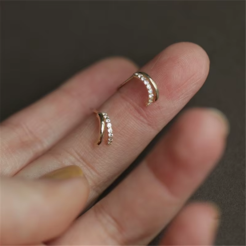 Boucles d'oreilles en argent Sterling 925 pour femmes, pavé créatif européen en Zircon, os, classiqu