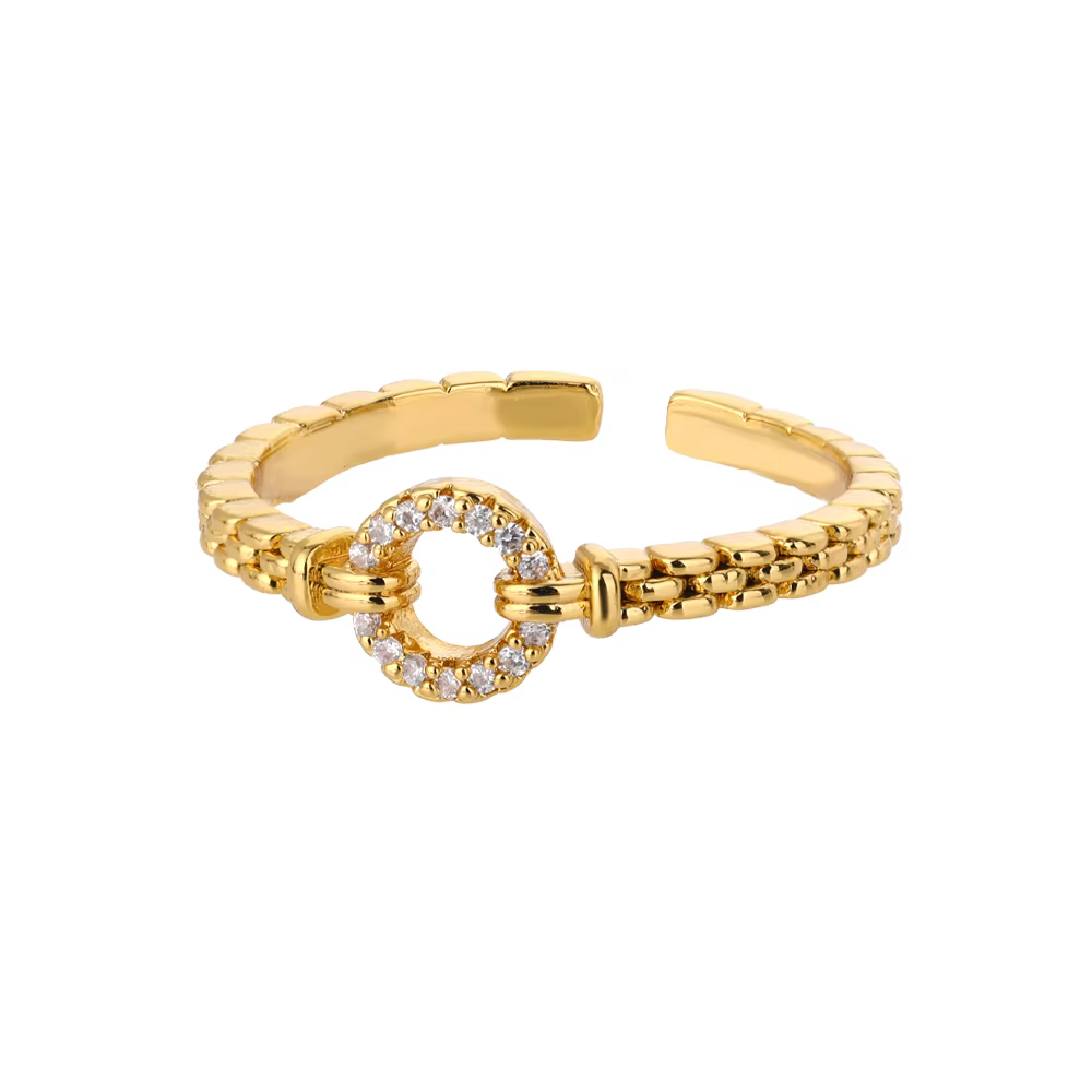 Bagues rondes en Zircon pour femmes, chaîne Punk Rock, ronde, ouverte et ajustée, en acier inoxydabl