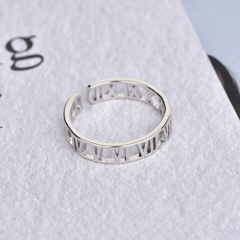 Buyee-Petite bague en argent regardé 925 pour hommes et femmes, bague ouverte simple, cercle de chif