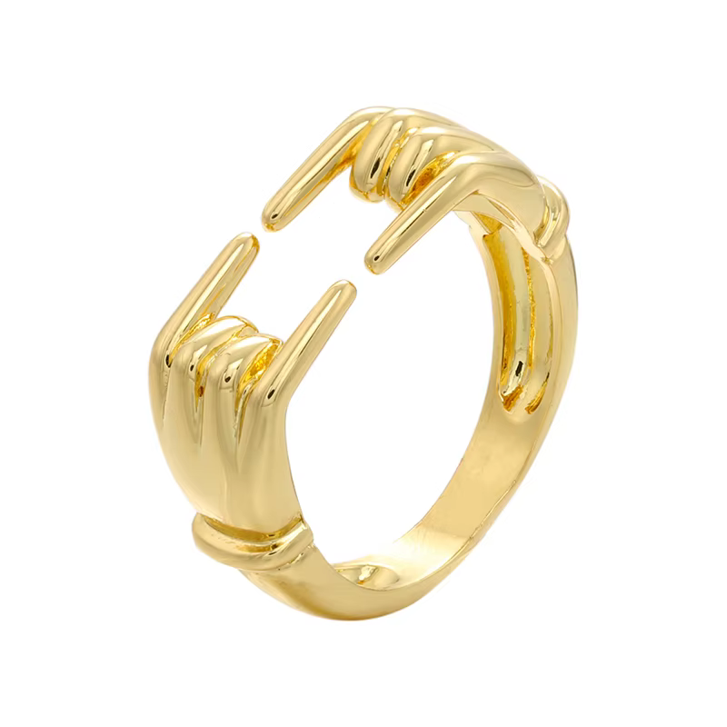 Bague Cœur Dorée : Bague Cœur Chaleureux Style Européen/Américain pour Femme/Homme, Bagues Ouvertes,