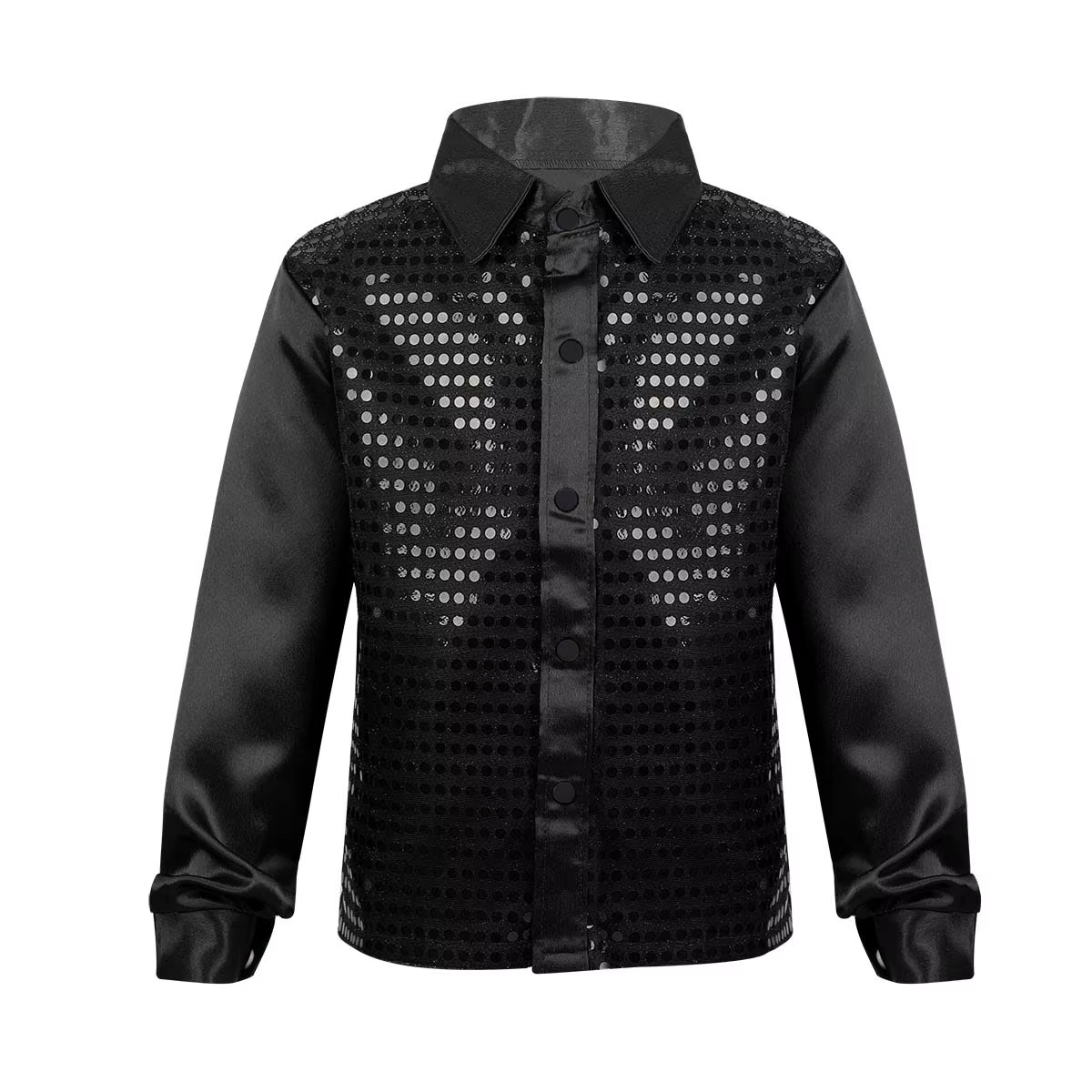 Chemises à manches longues pour enfants garçons, chemises brillantes à paillettes pour chorale, vête
