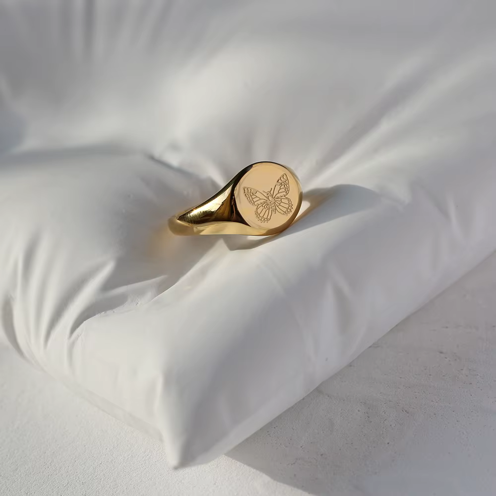 Amaiyllis – bague en or 18K minimaliste pour femmes, anneau lumineux de luxe, fleur, papillon, fleur