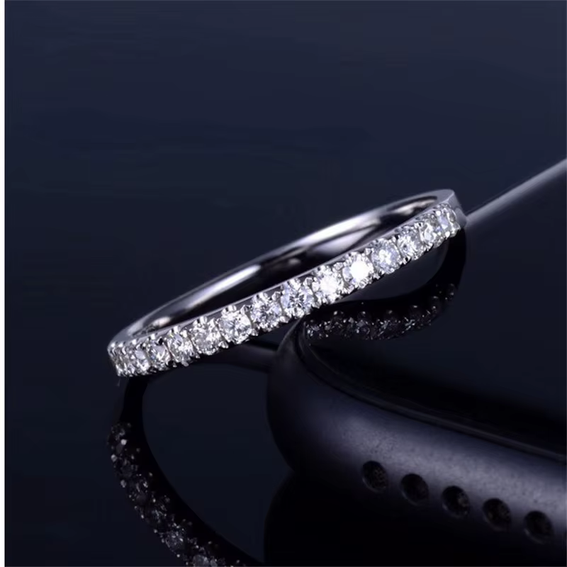 CC – petite bague en cristal autrichien pour femme, jolie bague en plaqué or blanc, couleur Rose, Si