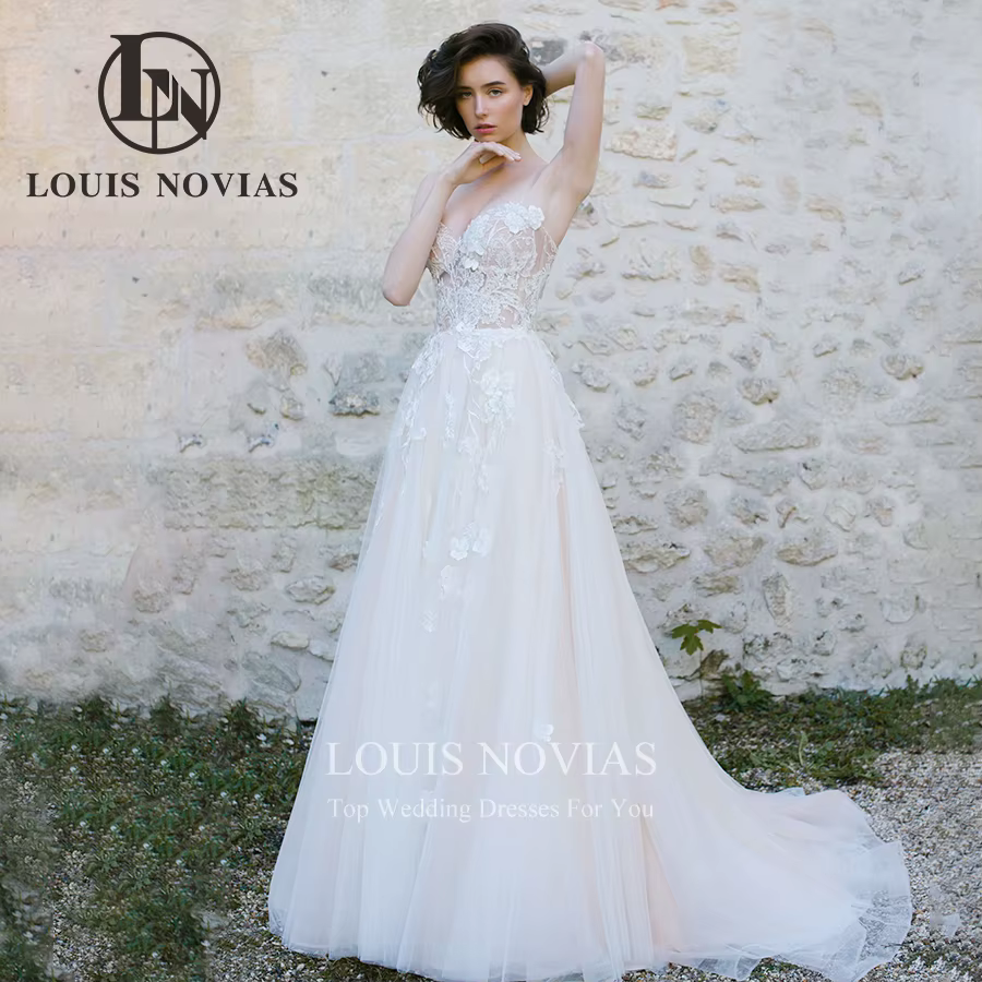 Modiis-Robe de mariée A-ligne avec appliques perlées exquises, robe de mariée fleur 3D, luxe sexy, h
