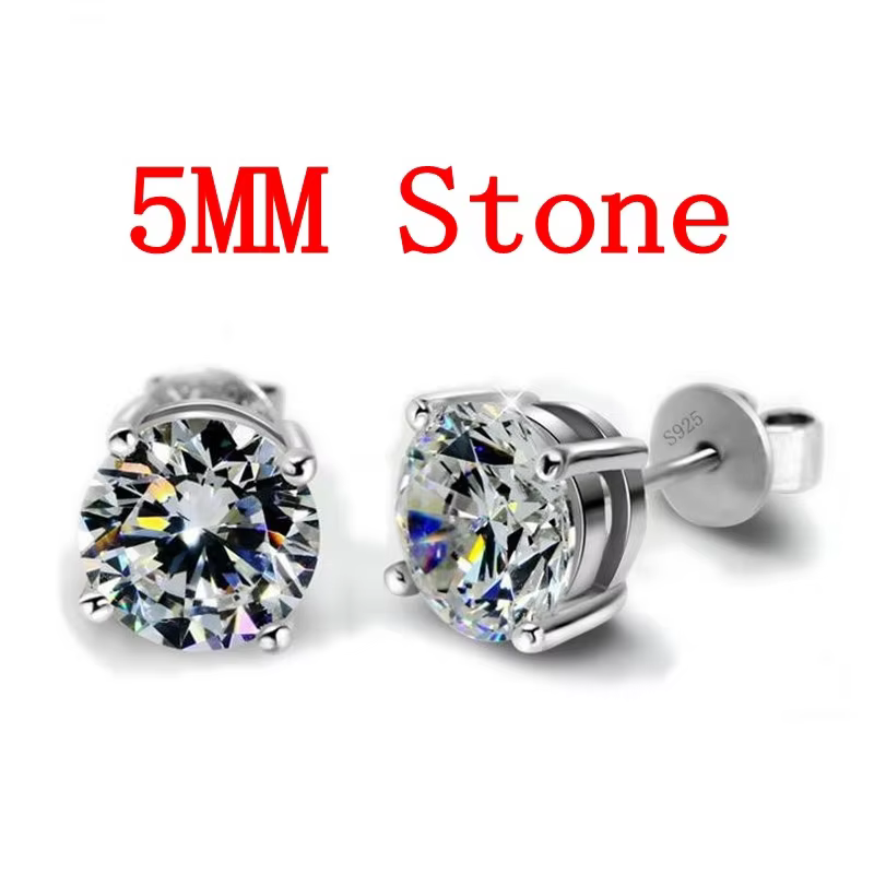 Boucles d'oreilles Solitaire en diamant, 5mm/9mm, en argent sterling 925, pour mariage, anniversaire