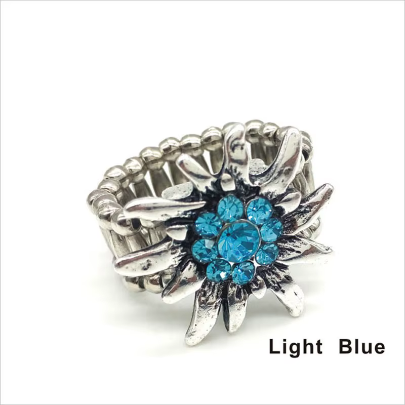 Bague élastique en argent vintage pour femme, bijoux de fête, cadeau, biscuits brillant, fleur, desi