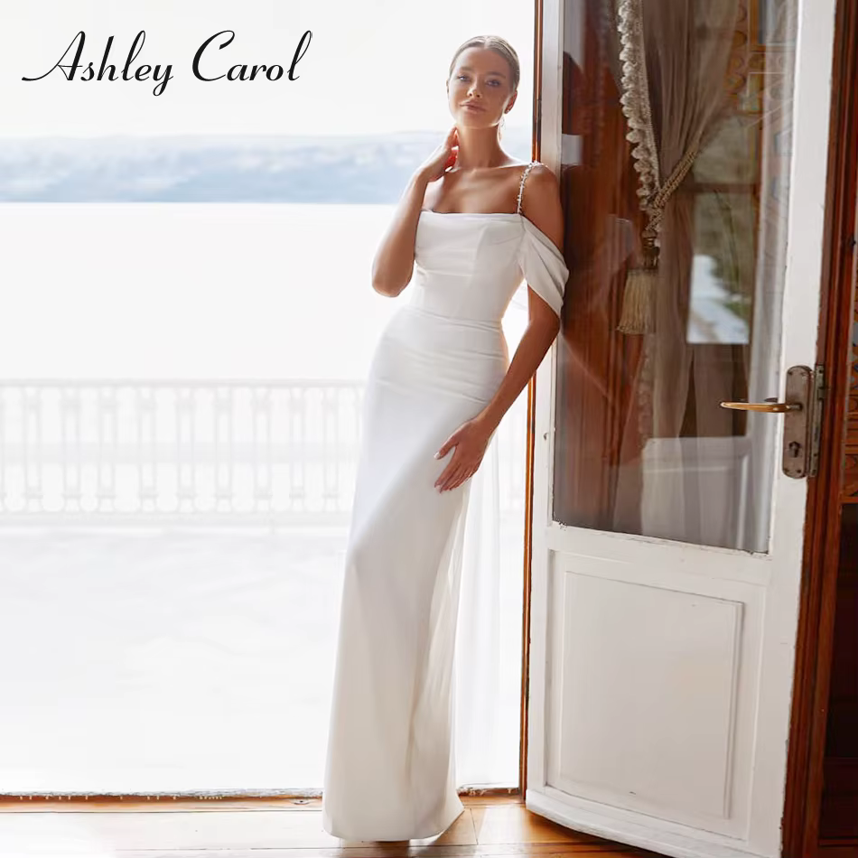 Ashley Carol gaine robe de mariée Sexy élégant hors de l'épaule cristal perles bretelles mariée dos 