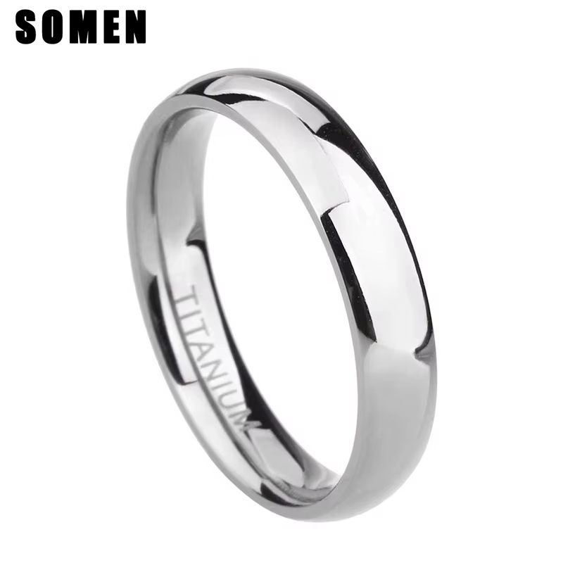 Bagues en titane couleur argent pour femmes, 4mm, bracelet de mariage pour hommes, bague de fiançail