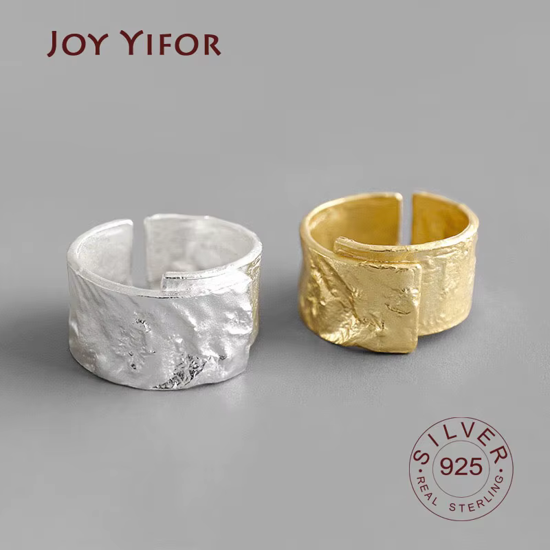 Bague large en argent Sterling 100% 925, anneau ouvert pour femmes, couleur or et argent, feuille d'