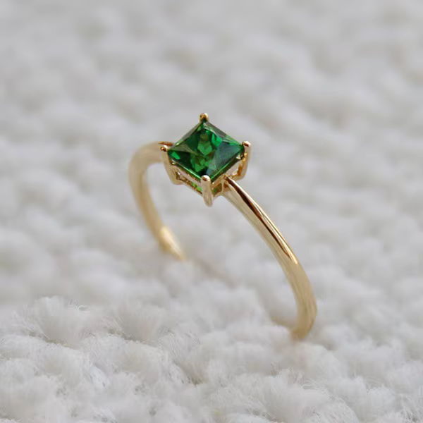 Bague émeraude de fiançailles exquise en argent Sterling 2024, bague en pierres précieuses émeraude,
