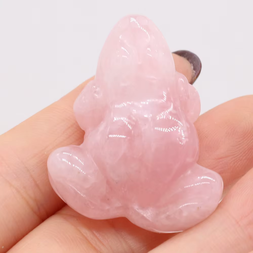 Pierres naturelles Unakite Quartz Rose, ornement en forme de grenouille, perle DIYStone tridimension