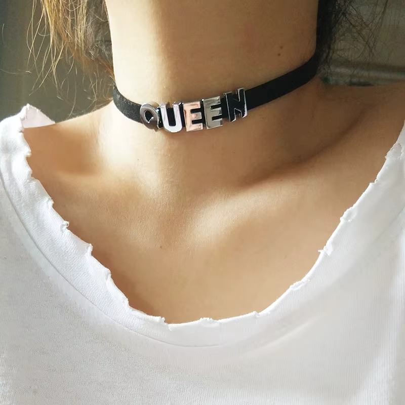 Collier ras du cou avec lettres en métal massif pour femmes, bricolage personnalisé avec nom, cadeau