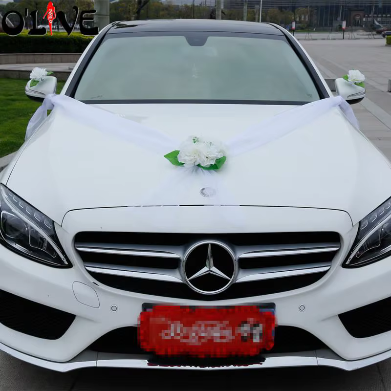 Fleurs Artificielles pour Décoration de Voiture de Mariage, Feuilles de Stpod, Fausses Fleurs, Pompo