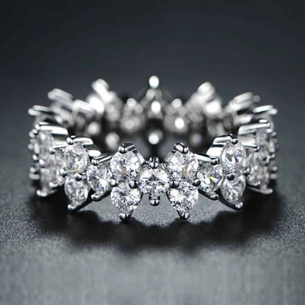 Huitan – petite bague ronde en Zircon pour femmes, anneau de promesse de luxe irrégulier, anneaux de