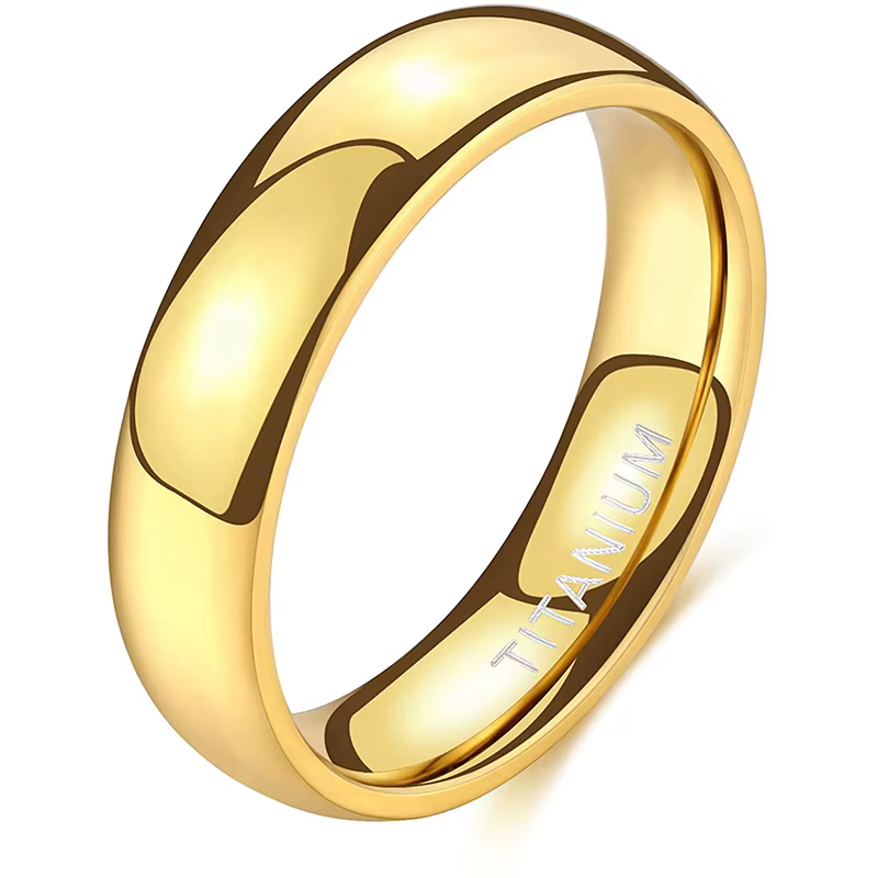 Somen – bague en titane de 6mm, dôme plaqué or 18 carats, alliance hautement polie, ajustement confo