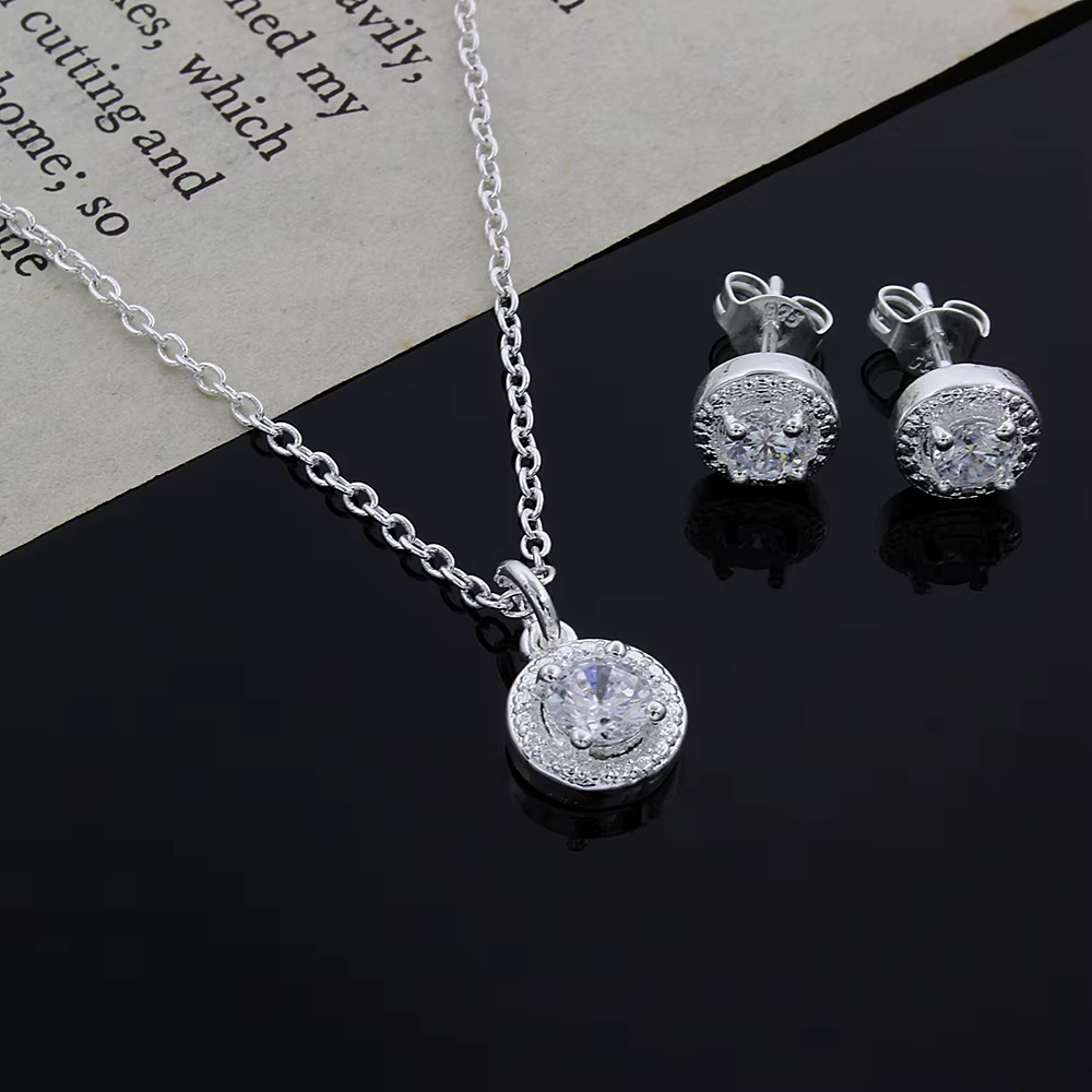 Ensemble de boucles d'oreilles et collier en argent Sterling 925, cadeau de Promotion pour amoureux,