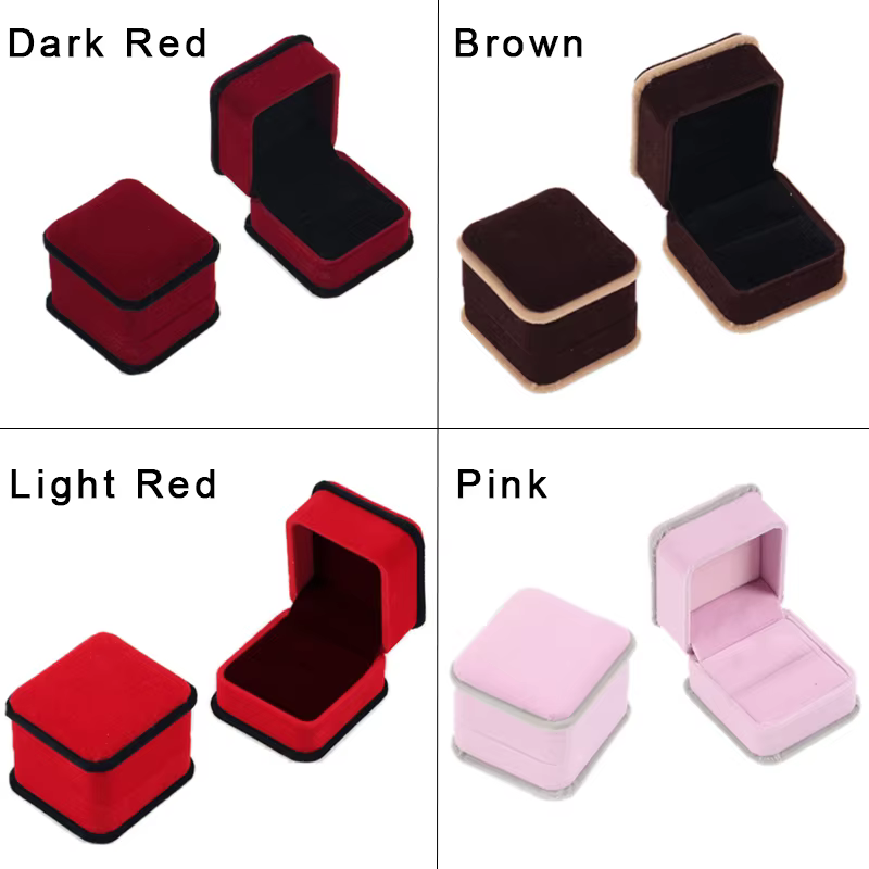 Belle boîte à bagues rose/marron/rouge clair/rouge foncé