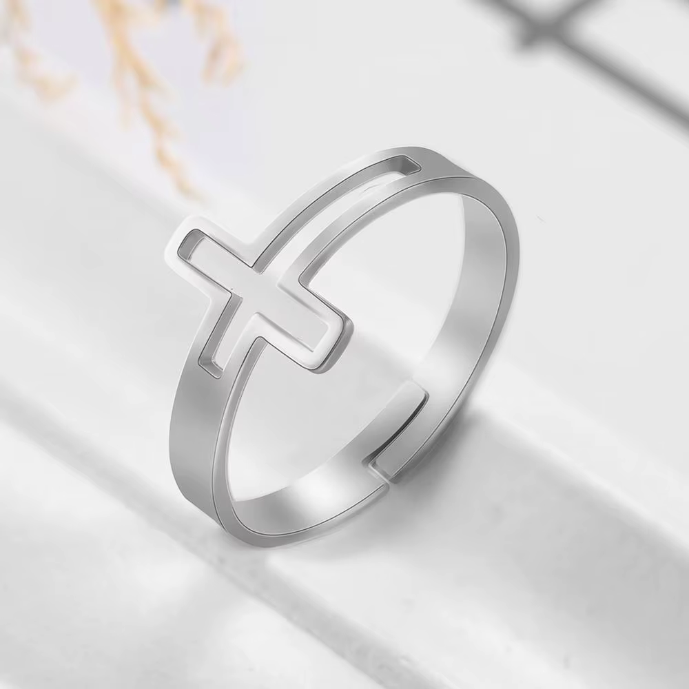 Skyrim – bagues réglables en forme de croix, en acier inoxydable, couleur or, pour Couple, bijoux re