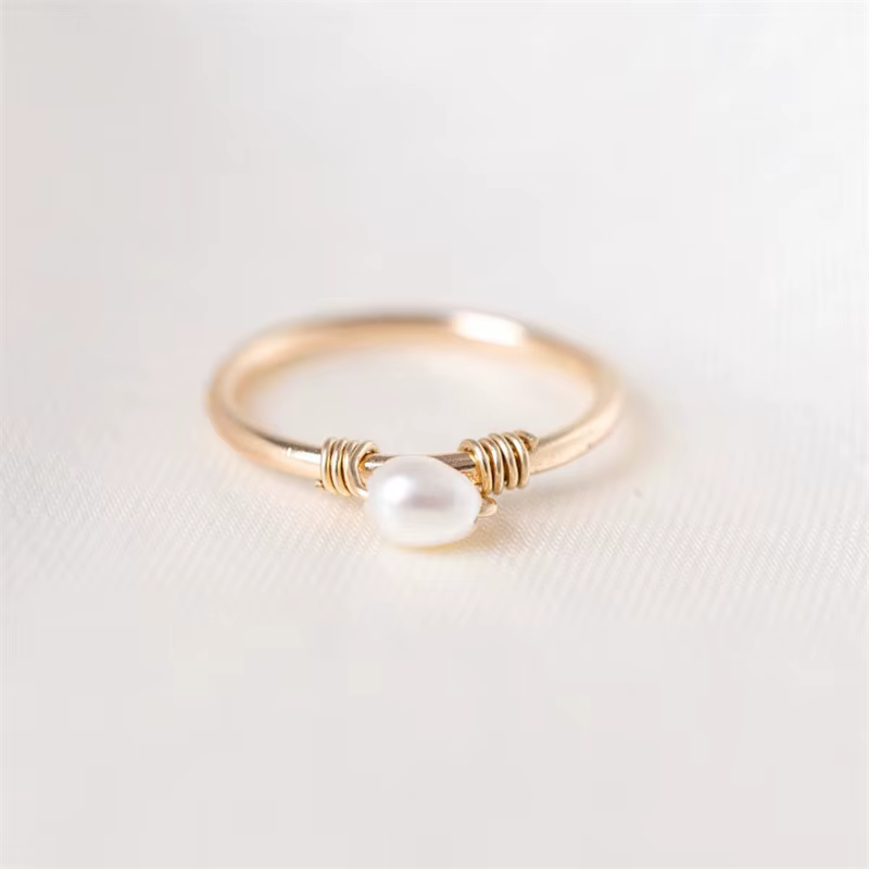 Bagues en perles remplies d'or 14 carats pour femmes, bijoux en perles naturelles, faites à la main,
