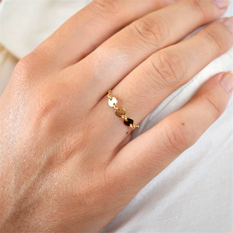 Bagues de pièces de monnaie minimalistes pour femmes, anneau d'Li-rempli d'or 14 carats, bijoux Boho