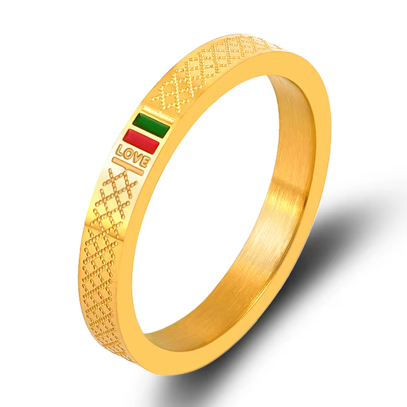 ZALMAN acier inoxydable amant émail bague femmes hommes marque classique 18K couleur or bague de lux