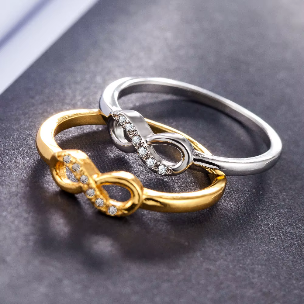 Bague en argent Sterling 925, Double amour, 8 mots, or 18k, pour femmes, bijoux à la mode, cadeau, n