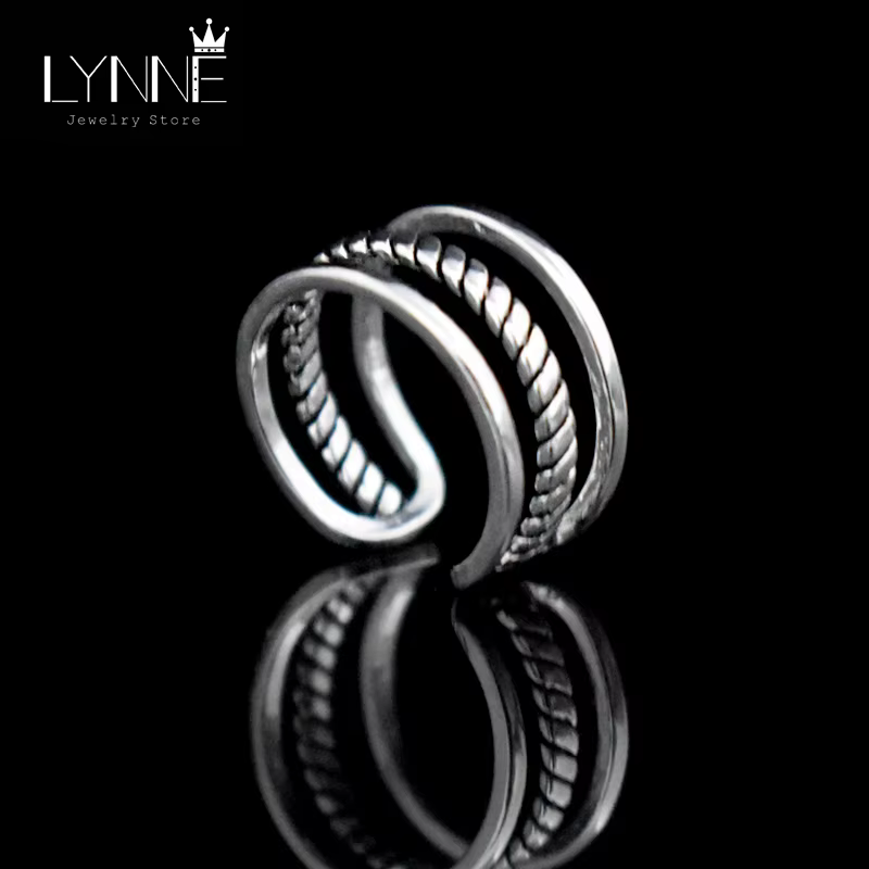 LYNNE bijoux Antique argent plaqué torsion tissage trois couches anneaux en gros femmes mode cadeau 