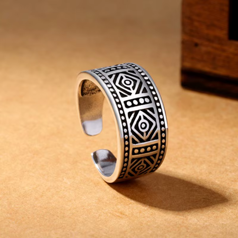 YIZIZAI-Bague tibétaine en argent Steampunk pour homme, bague géométrique rhomboïde vintage, bague d