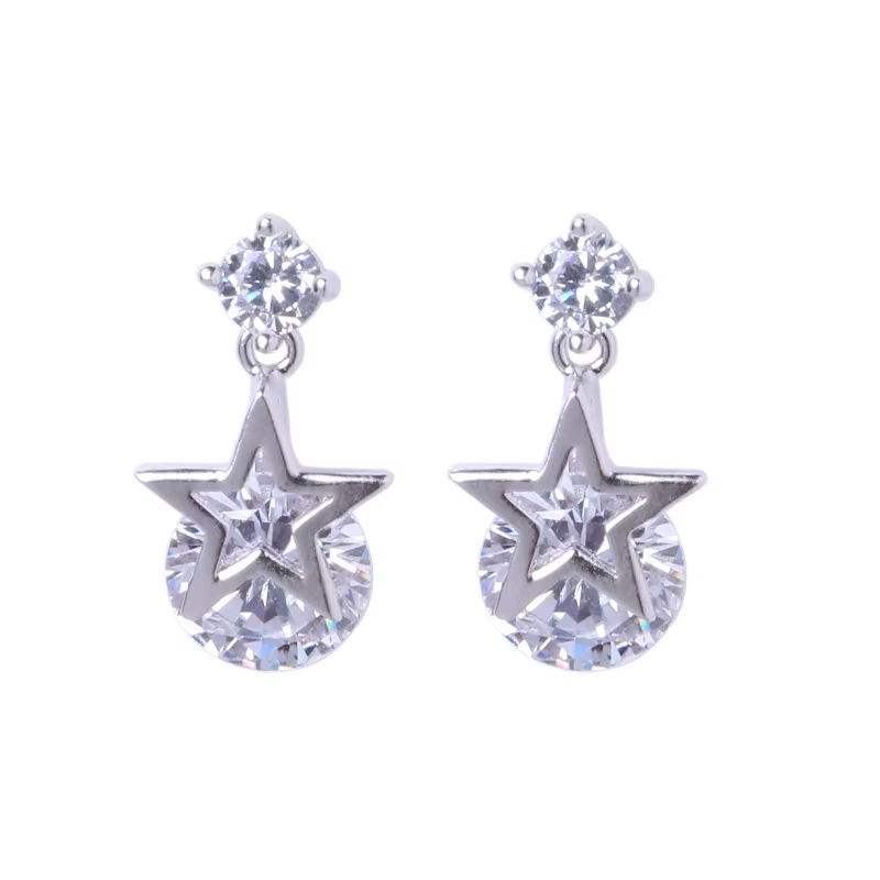 Boucles d'oreilles en argent Sterling 925 anti-allergie, étoile Brincos pour femmes, boucles d'oreil