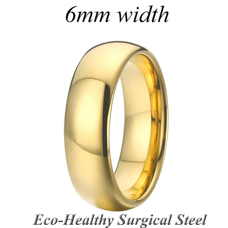 Alliances couleur or 6/8mm titane acier inoxydable tungstène bijoux ses et ses bagues de mariage pou
