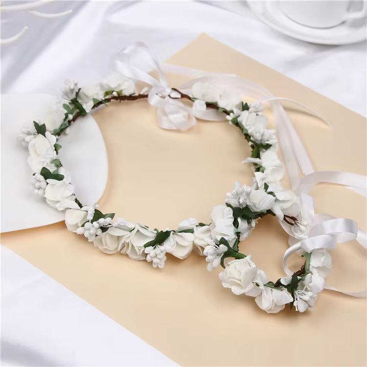 Anneau de tête de bracelet en PE Rose pour décoration de mariage, couronne de demoiselle d'honneur, 
