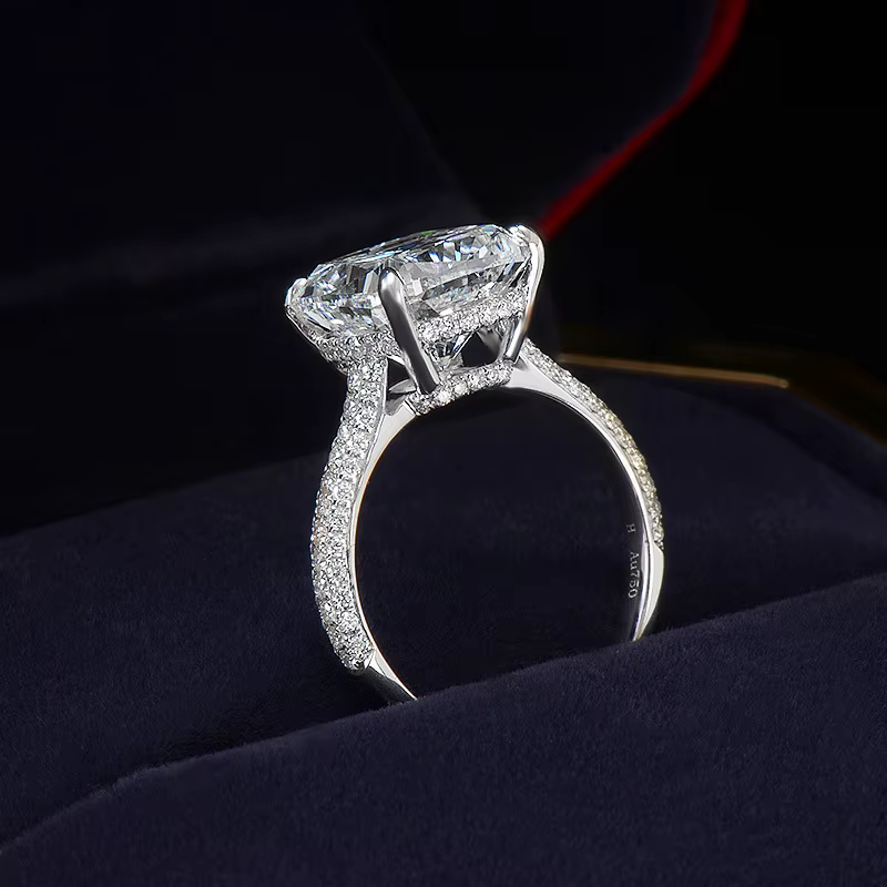Bague en diamant Moissanite pour femme, argent regardé S925 véritable, couleur 2 carats, matiques fi