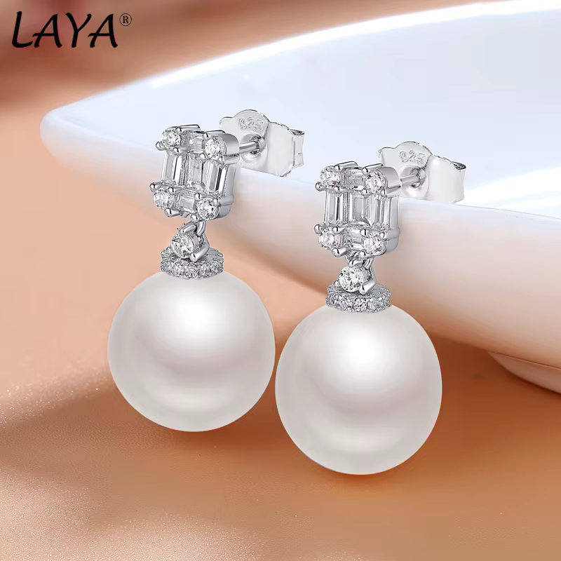 Laia – boucles d'oreilles en coquillage pour femmes, en argent Sterling 925 pur, blanc brillant, zir
