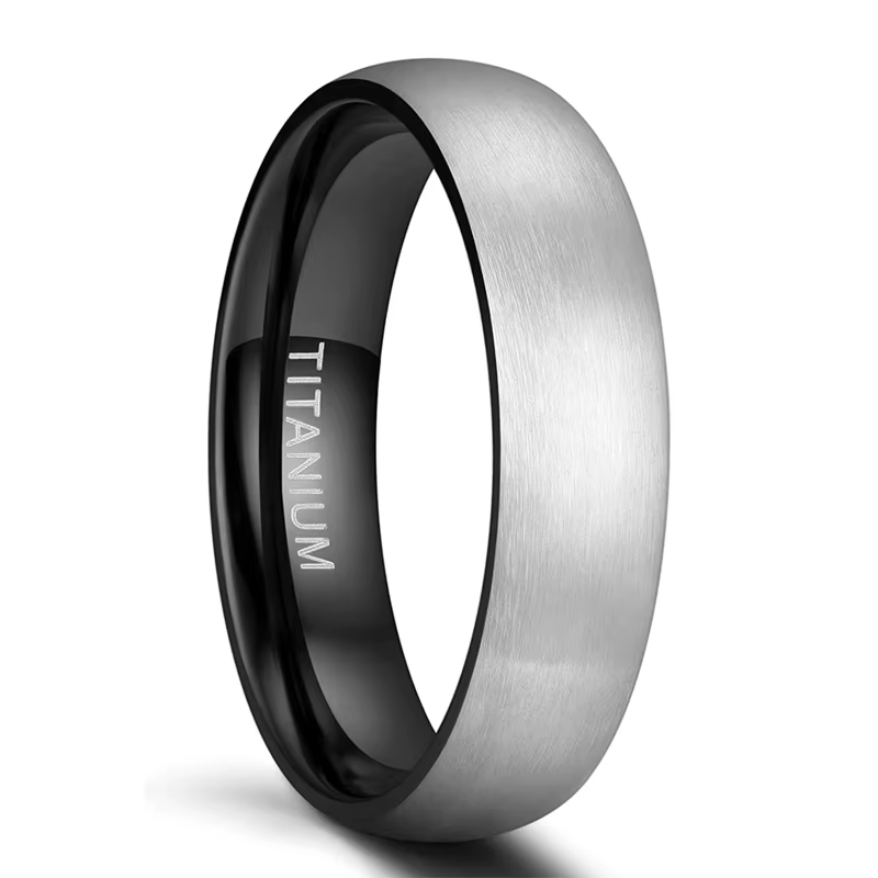 Somen – bague en titane pour hommes et femmes, finition mate, noir/bleu, intérieur classique, fiança