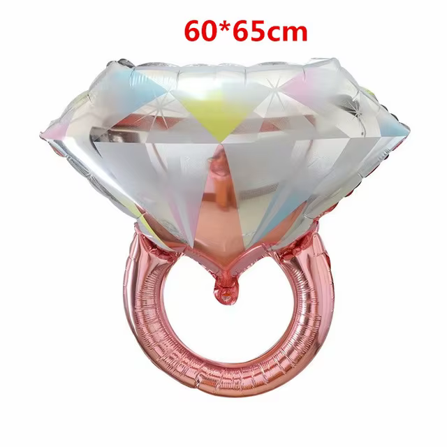 Grand anneau de diamant en or, ballons en aluminium, or Rose, pour future mariée, réception nuptiale