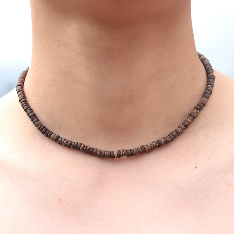 Collier en bois 100% naturel 18 pouces pour hommes, bijoux ras du cou, Yoga, méditation, accessoires