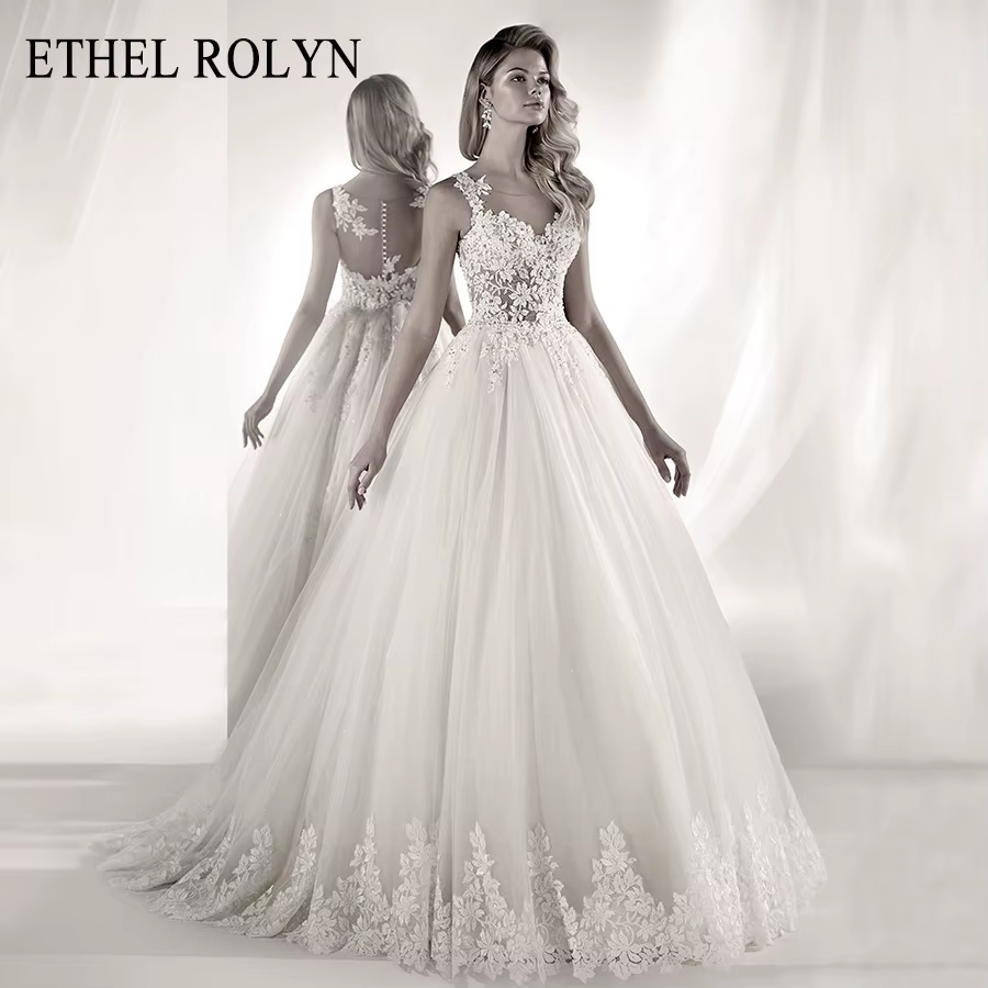 ETHEL ROLYN – robe De mariée ligne A scintillante, tenue De mariée De luxe, avec des Appliques De pe